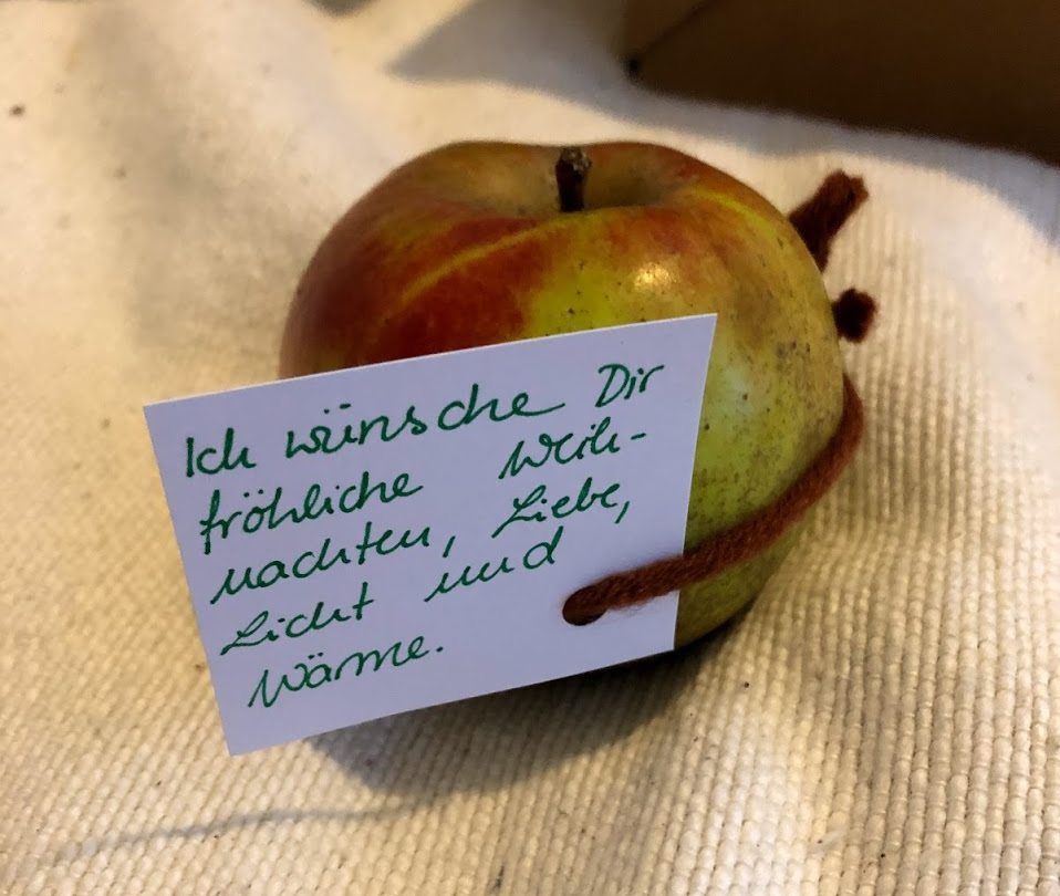 Ein Apfel der Aktion Seeds of Love